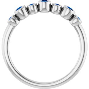 Platinum Natural Blue Sapphire Bezel-Set Ring