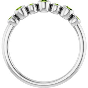 Platinum Natural Peridot Bezel-Set Ring