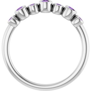 Sterling Silver Natural Amethyst Bezel-Set Ring