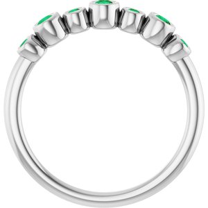 Sterling Silver Natural Emerald Bezel-Set Ring