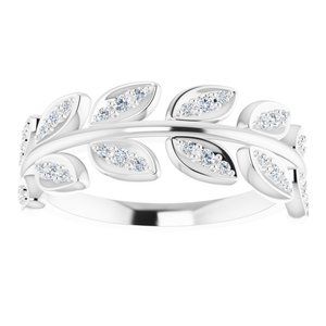 Sterling Silver 1/5 CTW Natural Diamond Leaf Ring