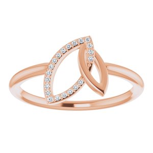 14K Rose Gold .05 CTW Natural Diamond Double Leaf Ring