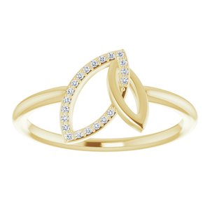 14K Yellow Gold .05 CTW Natural Diamond Double Leaf Ring