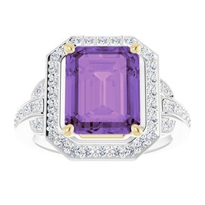 14K White/Yellow Gold Natural Amethyst & 1/2 CTW Natural Diamond Ring