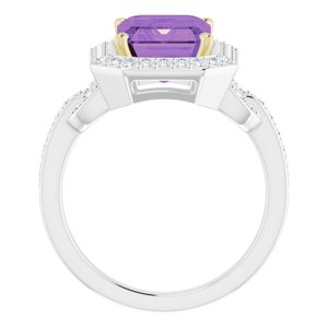 14K White/Yellow Gold Natural Amethyst & 1/2 CTW Natural Diamond Ring