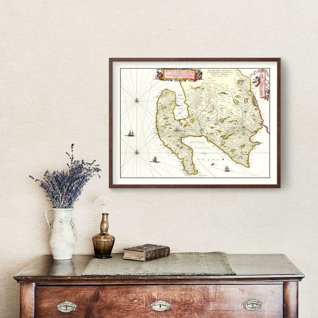 Vintage Map of West Galloway, Scotland 1665