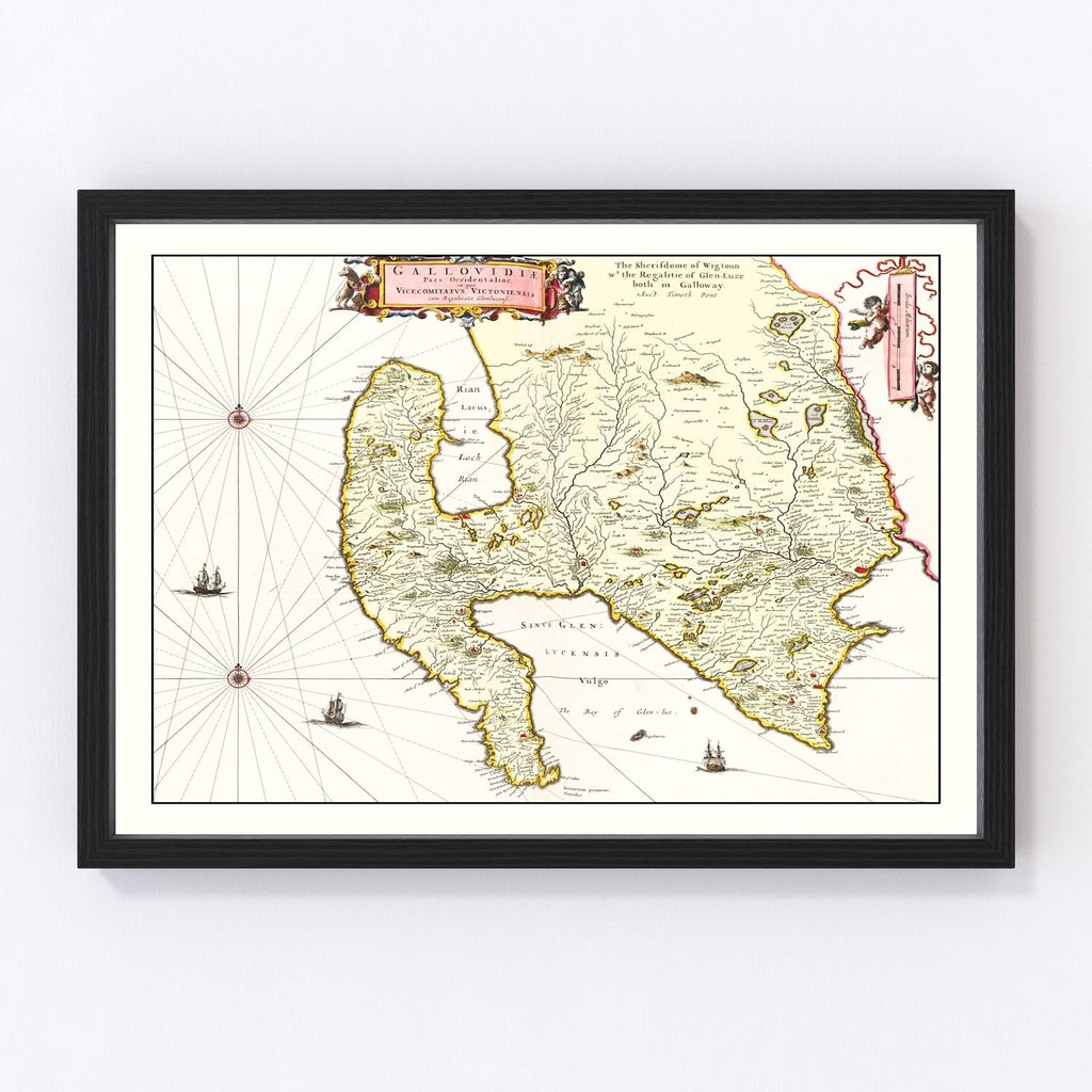 Vintage Map of West Galloway, Scotland 1665