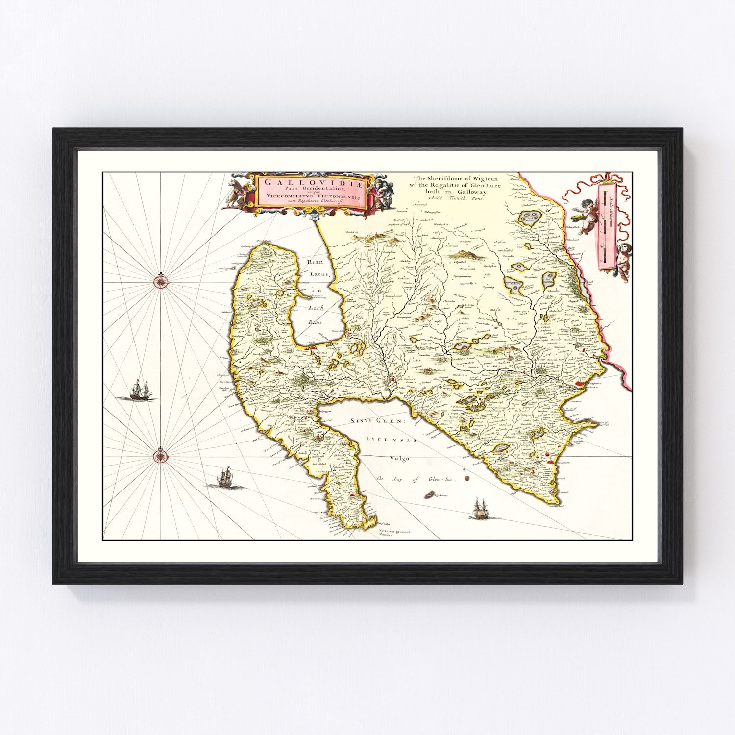 Vintage Map of West Galloway, Scotland 1665