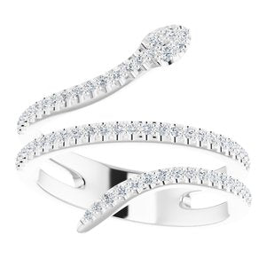 Sterling Silver 1/3 CTW Natural Diamond Snake Ring