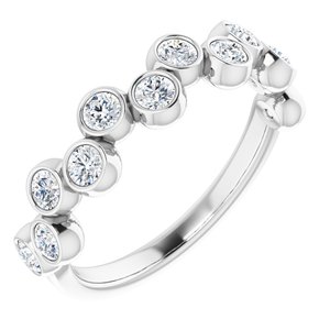 Sterling Silver 3/4 CTW Natural Diamond Bezel-Set Ring