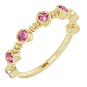 14K Yellow Gold Natural Pink Tourmaline Bezel-Set Ring