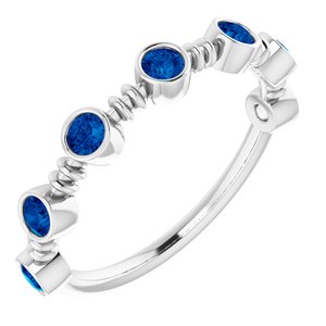 14K White Gold Lab-Grown Blue Sapphire Bezel-Set Ring