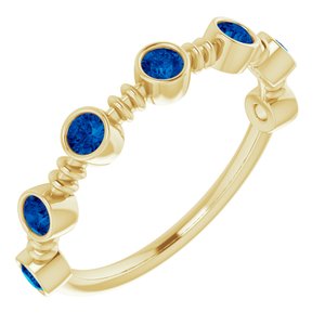14K Yellow Gold Lab-Grown Blue Sapphire Bezel-Set Ring