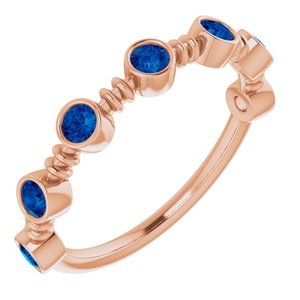 14K Rose Gold Lab-Grown Blue Sapphire Bezel-Set Ring