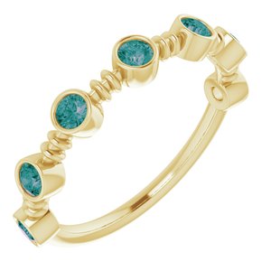 14K Yellow Gold Lab-Grown Alexandrite Bezel-Set Ring