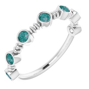Platinum Lab-Grown Alexandrite Bezel-Set Ring