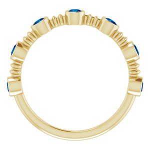 14K Yellow Gold Lab-Grown Blue Sapphire Bezel-Set Ring
