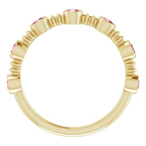 14K Yellow Gold Natural Pink Tourmaline Bezel-Set Ring
