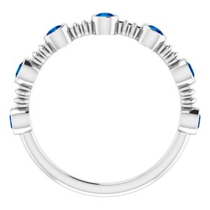 Sterling Silver Lab-Grown Blue Sapphire Bezel-Set Ring