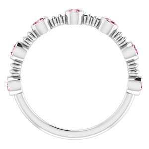14K White Gold Natural Pink Tourmaline Bezel-Set Ring