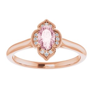 14K Rose Gold Natural Pink Morganite & .03 CTW Natural Diamond Ring