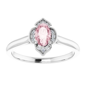 Platinum Natural Pink Morganite & .03 CTW Natural Diamond Ring