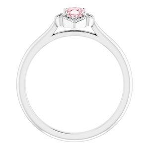 14K White Gold Natural Pink Morganite & .03 CTW Natural Diamond Ring