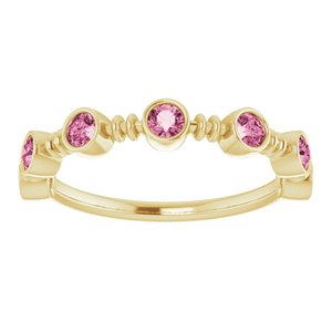 14K Yellow Gold Natural Pink Tourmaline Bezel-Set Ring