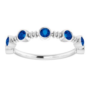 Platinum Lab-Grown Blue Sapphire Bezel-Set Ring