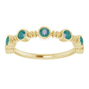 14K Yellow Gold Lab-Grown Alexandrite Bezel-Set Ring
