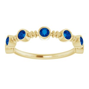 14K Yellow Gold Lab-Grown Blue Sapphire Bezel-Set Ring