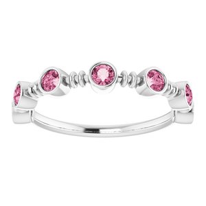 14K White Gold Natural Pink Tourmaline Bezel-Set Ring