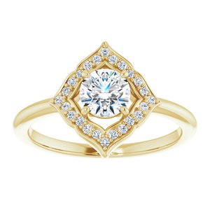 14K Yellow Gold 1/3 CTW Natural Diamond Halo-Style Clover Ring