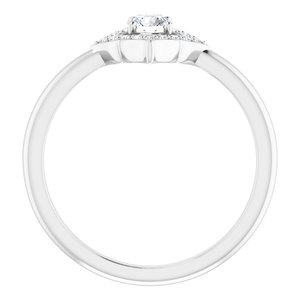 14K White Gold 1/3 CTW Natural Diamond Halo-Style Clover Ring