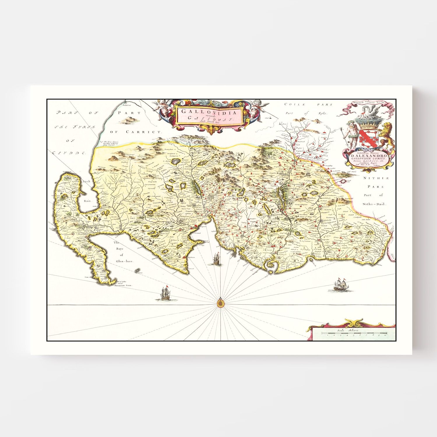 Vintage Map of Galloway, Scotland 1665