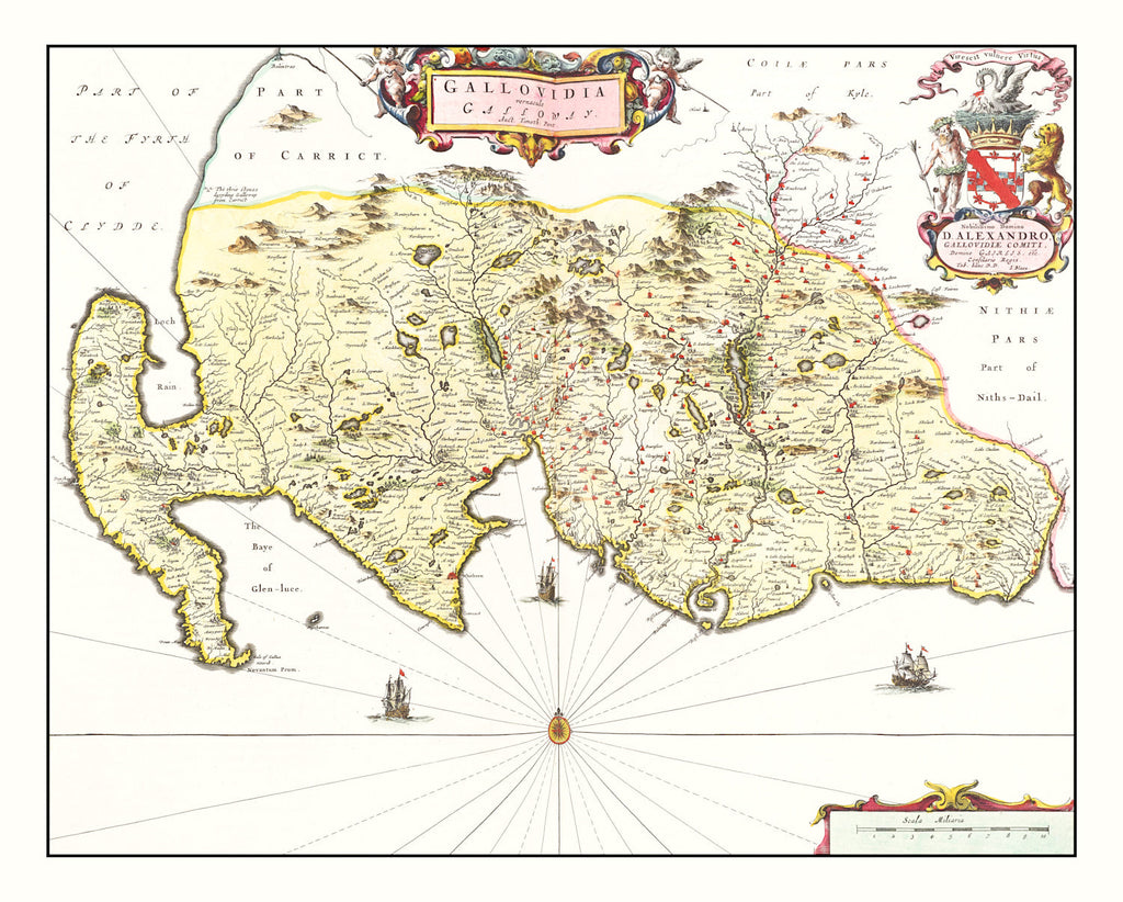 Vintage Map of Galloway, Scotland 1665