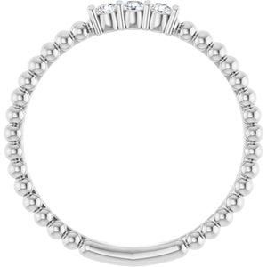 Sterling Silver 1/10 CTW Natural Diamond Beaded Ring