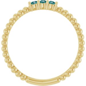 14K Yellow Gold Natural Alexandrite Beaded Ring
