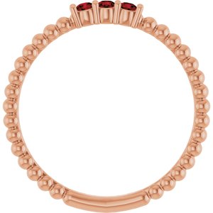 14K Rose Gold Natural Mozambique Garnet Beaded Ring
