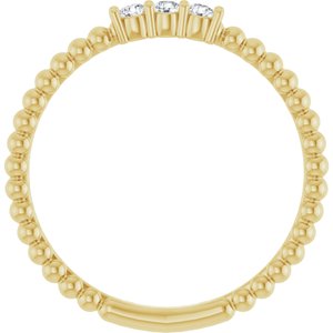 14K Yellow Gold 1/10 CTW Natural Diamond Beaded Ring