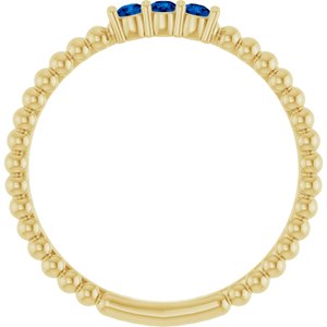 14K Yellow Gold Natural Blue Sapphire Beaded Ring