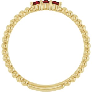14K Yellow Gold Natural Mozambique Garnet Beaded Ring