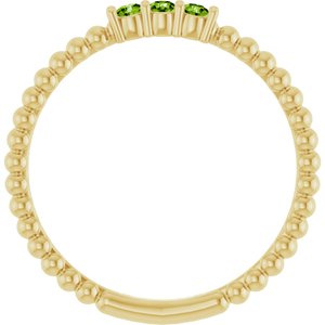 14K Yellow Gold Natural Peridot Beaded Ring