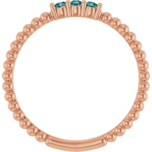 14K Rose Gold Natural Alexandrite Beaded Ring