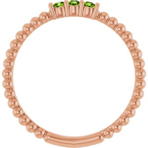 14K Rose Gold Natural Peridot Beaded Ring