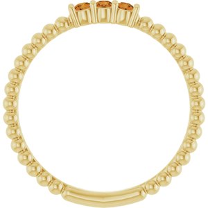 14K Yellow Gold Natural Citrine Beaded Ring