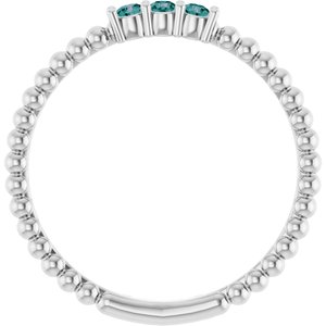 Sterling Silver Lab-Grown Alexandrite Beaded Ring