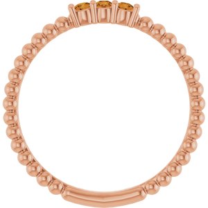 14K Rose Gold Natural Citrine Beaded Ring
