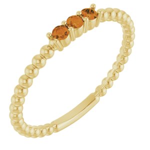 14K Yellow Gold Natural Citrine Beaded Ring