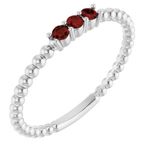 Platinum Natural Mozambique Garnet Beaded Ring